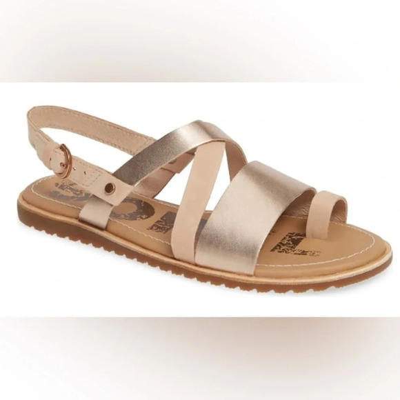 SOREL Sz 8 Ella Criss-cross Full-grain leather EVA Molded Rubber Sole Sandals - Picture 12 of 12